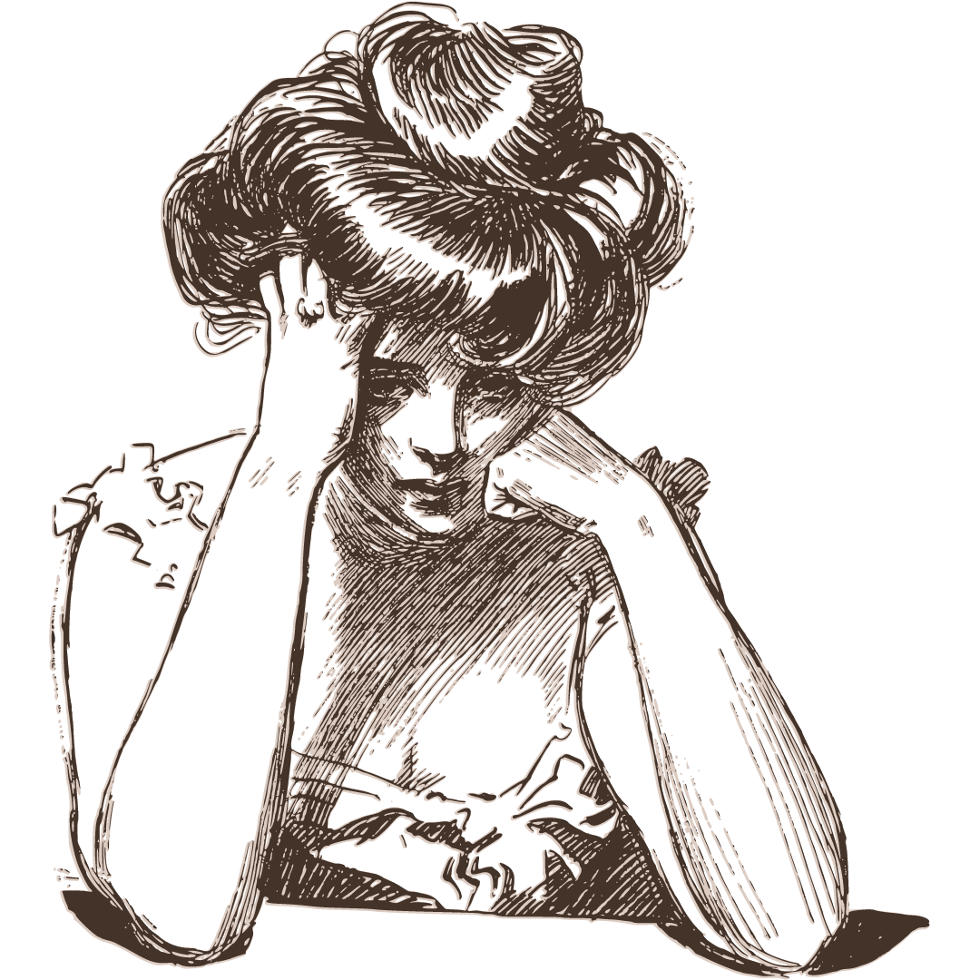 Decorative Image of a girl resting her hand on her chin.